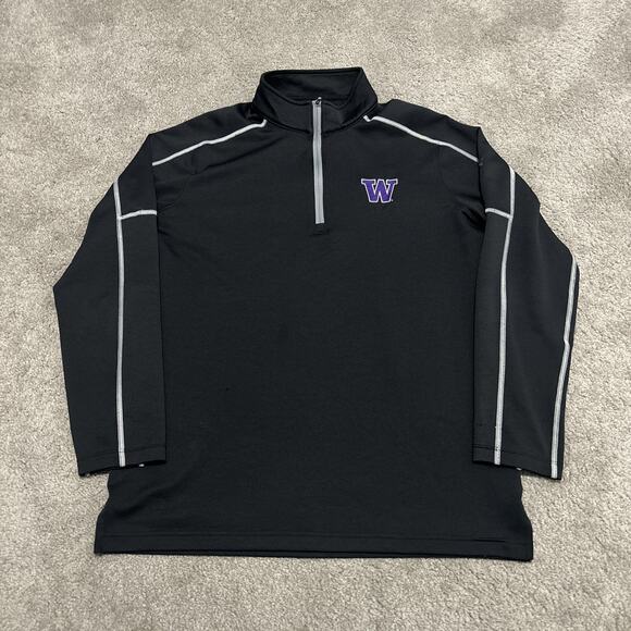 Under Armour Washington Huskies 1/4 Zip Pullover Sweater Mens Size Large Black - Picture 1 of 5
